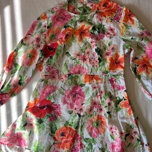 Zara The Naya Dress Linen Blend Floral Open Back XXL